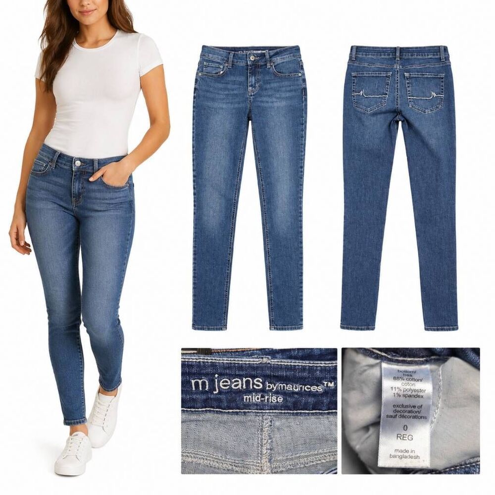 Maurices 0 M Jeans Mid Rise Skinny Stretch Denim Blue